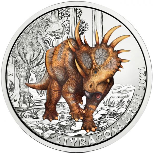 Austria -3 Euro, Styracosaurus Albertensis, 2021